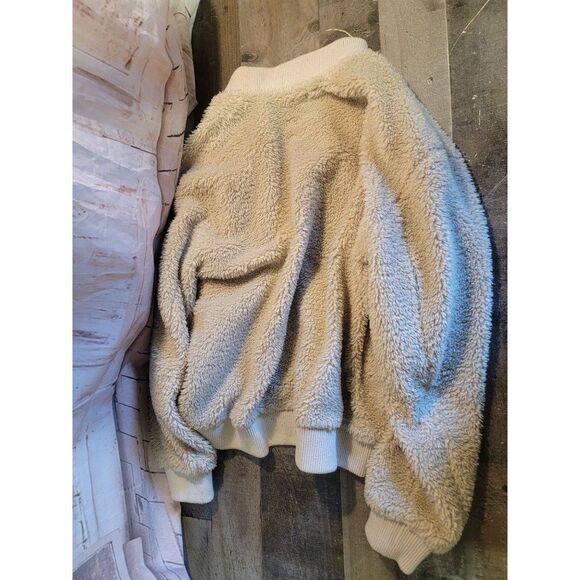 Free people off white Sherpa bomber jacket womens - Picture 7 of 7